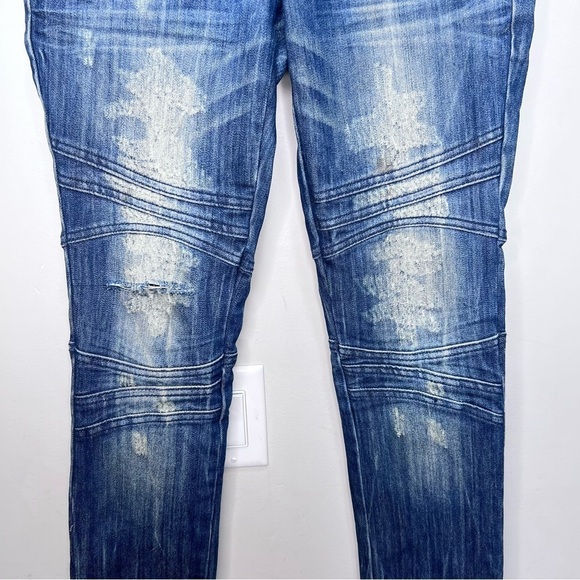 Y2K Almost Famous Distressed Skinny Moto Jeans Size 7 - Picture 4 of 13